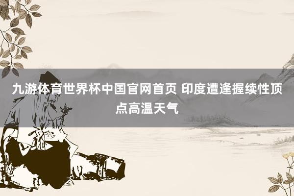 九游体育世界杯中国官网首页 印度遭逢握续性顶点高温天气