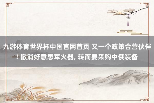 九游体育世界杯中国官网首页 又一个政策合营伙伴! 撤消好意思军火器, 转而要采购中俄装备