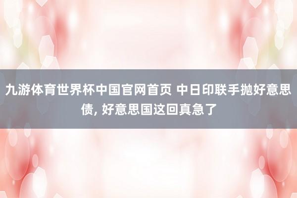 九游体育世界杯中国官网首页 中日印联手抛好意思债, 好意思国这回真急了