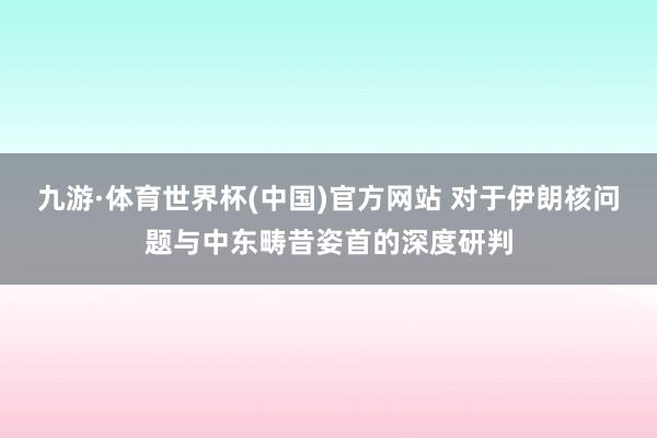 九游·体育世界杯(中国)官方网站 对于伊朗核问题与中东畴昔姿首的深度研判