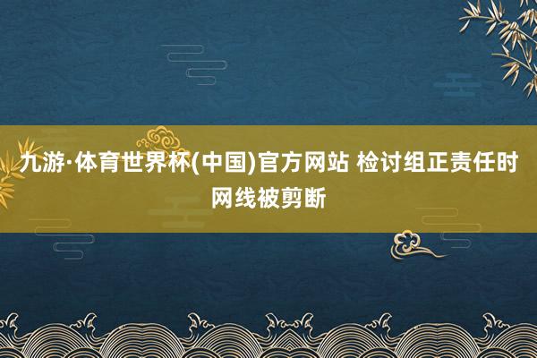 九游·体育世界杯(中国)官方网站 检讨组正责任时网线被剪断