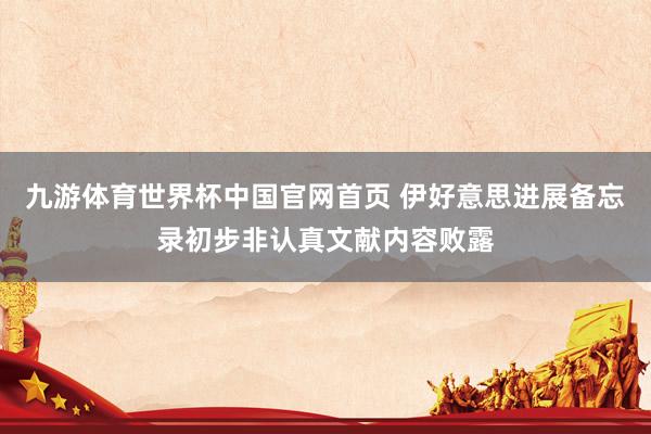 九游体育世界杯中国官网首页 伊好意思进展备忘录初步非认真文献内容败露