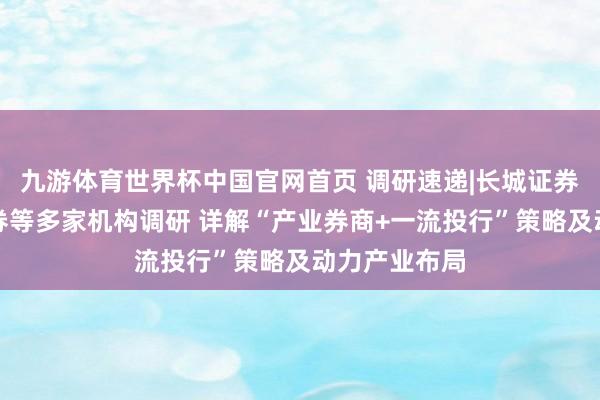 九游体育世界杯中国官网首页 调研速递|长城证券承袭华泰证券等多家机构调研 详解“产业券商+一流投行”策略及动力产业布局