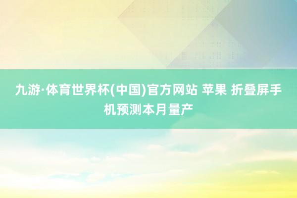 九游·体育世界杯(中国)官方网站 苹果 折叠屏手机预测本月量产