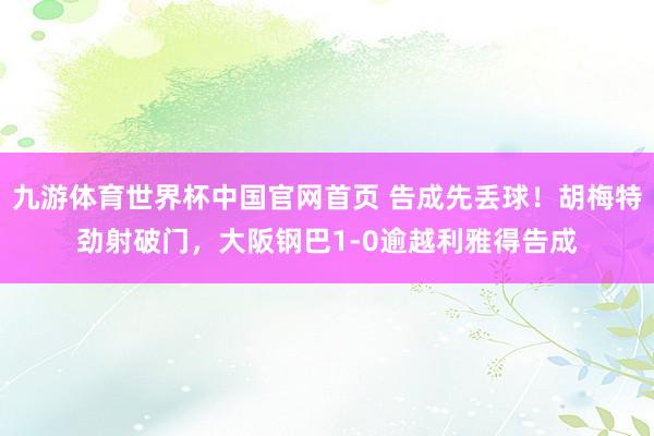 九游体育世界杯中国官网首页 告成先丢球！胡梅特劲射破门，大阪钢巴1-0逾越利雅得告成