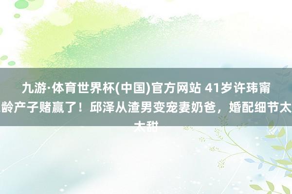 九游·体育世界杯(中国)官方网站 41岁许玮甯乐龄产子赌赢了！邱泽从渣男变宠妻奶爸，婚配细节太甜