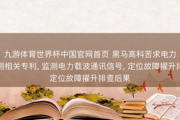 九游体育世界杯中国官网首页 黑马高科苦求电力载波监测相关专利， 监测电力载波通讯信号， 定位故障擢升排查后果